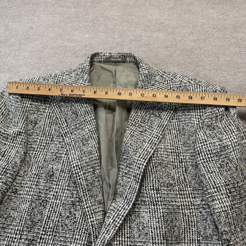 Baldessarini Tweed White Black‎ Brown Lined Wool Blazer Glen Plaid 48 Italy